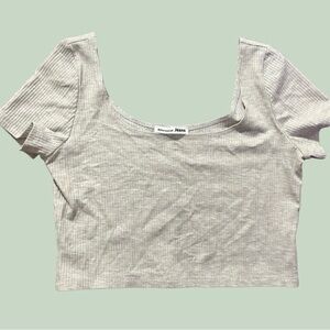 Reformation Jeans Ribbed Scoop Neck Crop Top‎ Gray Women’s L Made in USA